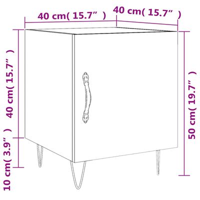 vidaXL Comodino Grigio Cemento 40x40x50 cm in Legno Multistrato