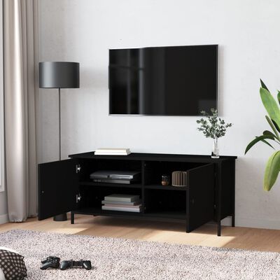 vidaXL Mobile Porta TV con Ante Nero 102x35x45 cm in Legno Multistrato