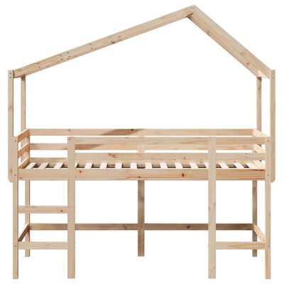 vidaXL Letto Soppalco con Scala e Tetto 80x200 cm Legno Massello Pino