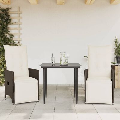 vidaXL Sedie Reclinabili Giardino 2pz con Cuscini Marrone Polyrattan