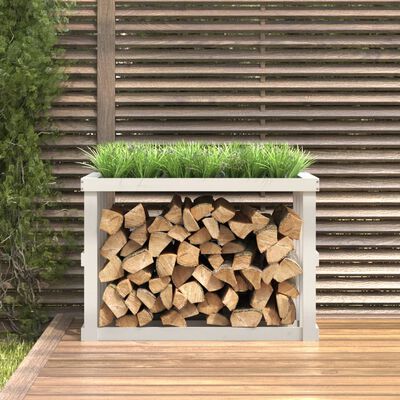 vidaXL Portaceppi da Esterno Bianco 108x52x74 cm Legno Massello Pino