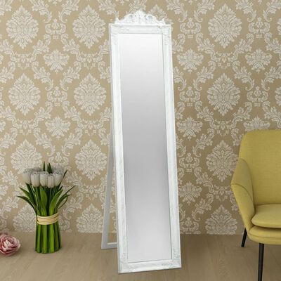 vidaXL Specchio Autoportante Stile Barocco 160x40 cm Bianco