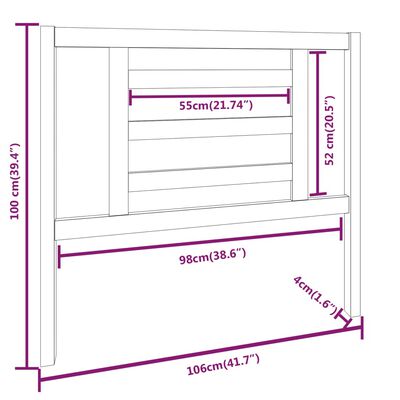 vidaXL Testiera per Letto 106x4x100 cm in Legno Massello di Pino