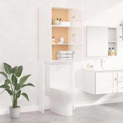 vidaXL Mobile per Lavatrice Bianco Lucido 64x25,5x190 cm