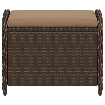 vidaXL Sgabello Giardino con Cuscino Marrone 58x46x46 cm in Polyrattan