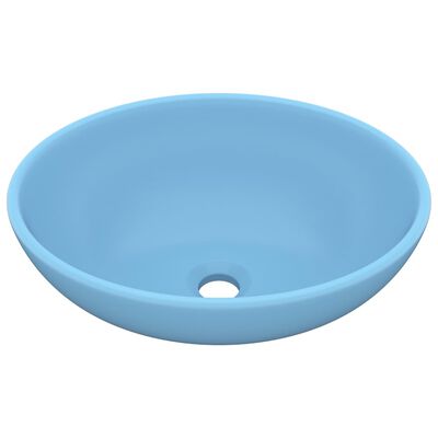 vidaXL Lavandino Lusso Ovale Azzurro Opaco 40x33 cm in Ceramica