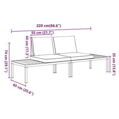 vidaXL Set Divani da Giardino 2 pz con Cuscini in Alluminio Nero