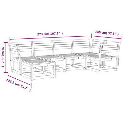 vidaXL Set Divani da Giardino 6 pz Marrone Cera Legno Massello Pino