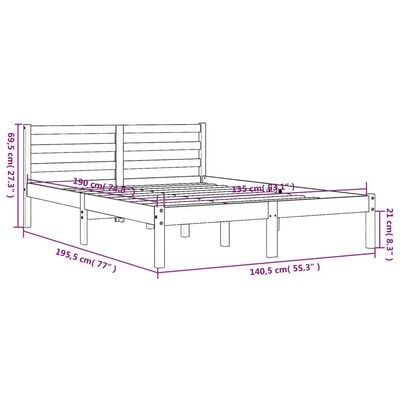 vidaXL Letto senza Materasso Marrone Cera 135x190 cm in Legno di Pino