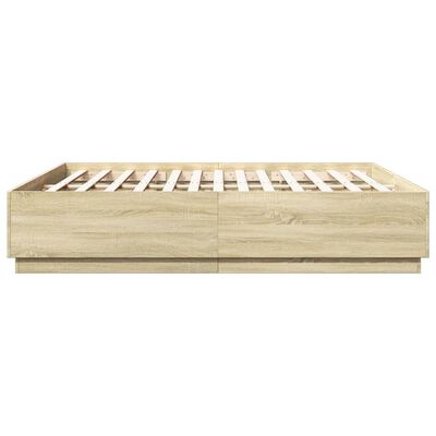 vidaXL Giroletto Cassetti Luci LED Sonoma 200x200 cm Legno Multistrato