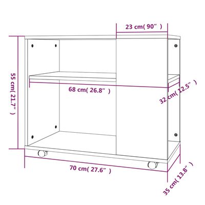 vidaXL Tavolino da Salotto Rovere Marrone 70x35x55cm Legno Multistrato