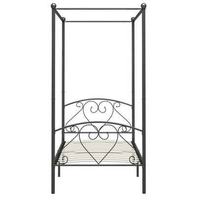 vidaXL Letto a Baldacchino Grigio in Metallo 100x200 cm