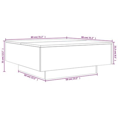 vidaXL Tavolino da Salotto Rovere Sonoma 80x80x31 cm Legno Multistrato