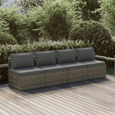 vidaXL Set Divani da Giardino 4 pz con Cuscini in Polyrattan Grigio