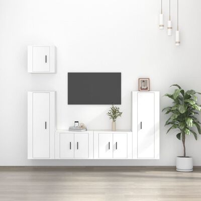 vidaXL Set di Mobili Porta TV 5 pz Bianco in Legno Multistrato