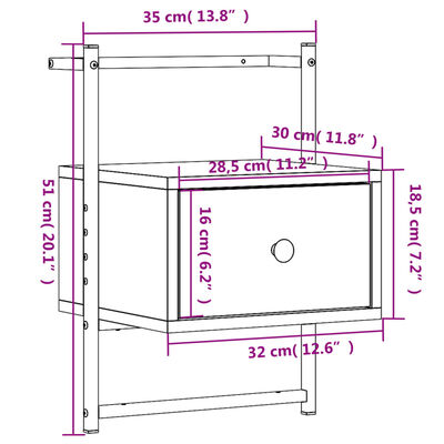 vidaXL Comodini a Muro 2 pz Neri 35x30x51 cm Legno Multistrato