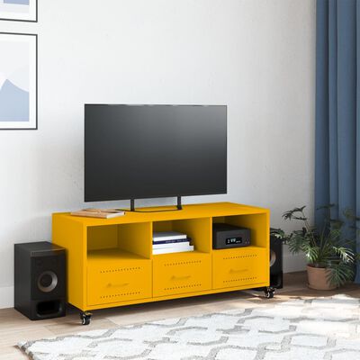 vidaXL Mobile TV Giallo Senape 100,5x39x43,5 cm in Acciaio