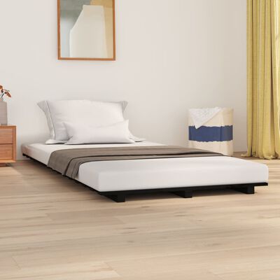 vidaXL Giroletto Nero 100x200 cm in Legno Massello di Pino