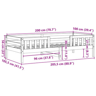 vidaXL Letto senza Materasso Marrone Cera 100x200 cm in Legno di Pino