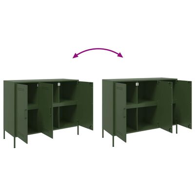 vidaXL Credenza Verde Oliva 100,5x39x79 cm in Acciaio