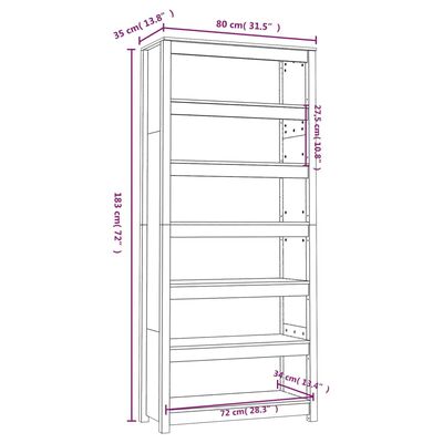 vidaXL Libreria Bianca 80x35x183 cm in Legno Massello di Pino