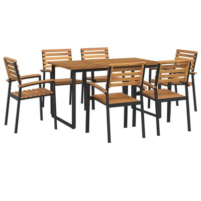 vidaXL Set Pranzo da Giardino 7 pz Legno Massello di Acacia e Metallo