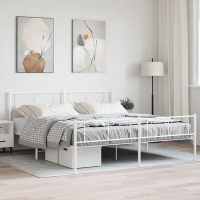 vidaXL Giroletto con Testiera e Pediera Metallo Bianco 183x213 cm