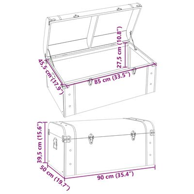 vidaXL Scrigno Tesoro Chiusure Marrone Scuro 90x50x39,5cm Compensato