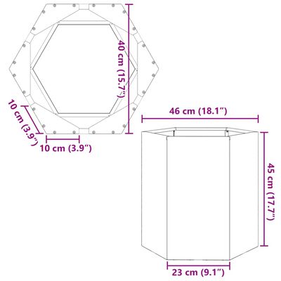 vidaXL Fioriera da Giardino Verde Oliva Esagono 46x40x45 cm Acciaio