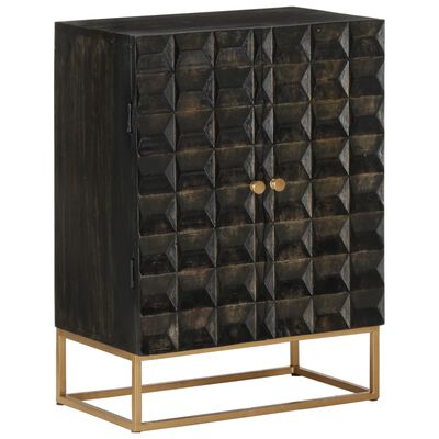 vidaXL Credenza Nera 55x34x75 cm in Legno Massello di Mango e Ferro