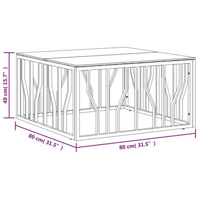 vidaXL Tavolino da Salotto Argento 80x80x40 cm in Acciaio Inox e Vetro