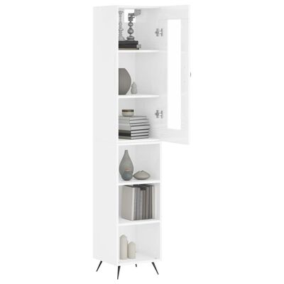 vidaXL Credenza 34,5x34x180 cm in Legno Multistrato Bianco Lucido