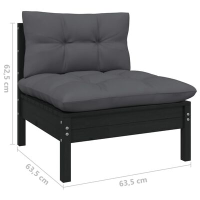 vidaXL Set Divani da Giardino 11 pz con Cuscini Massello di Pino Nero