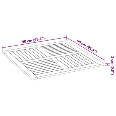 vidaXL Piano per Tavolo 90x90x2,2 cm Quadrato Legno Massello di Faggio