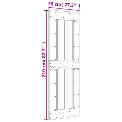 vidaXL Porta Scorrevole con Set Hardware 70x210 cm Legno Massello Pino