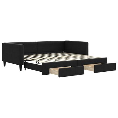 vidaXL Divano Letto Estraibile con Cassetti Nero 100x200 cm in Tessuto