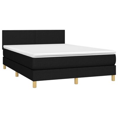 vidaXL Letto a Molle con Materasso e LED Nero 140x200 cm in Tessuto