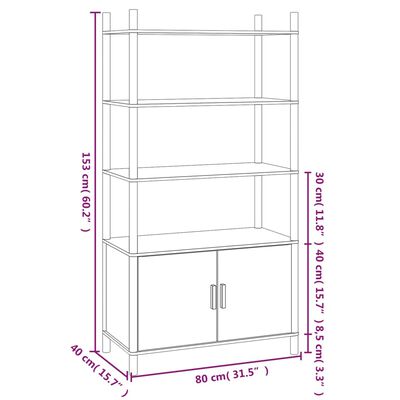 vidaXL Credenza 80x40x153 cm in Legno Multistrato