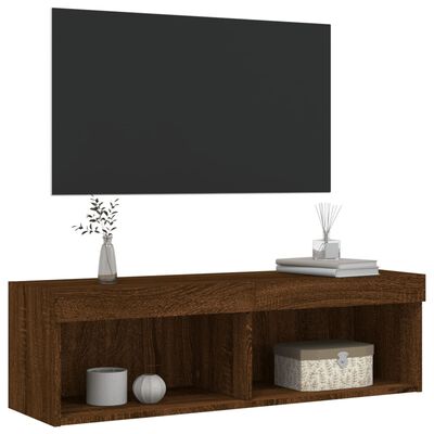 vidaXL Mobile Porta TV con Luci LED Rovere Marrone 100x30x30 cm