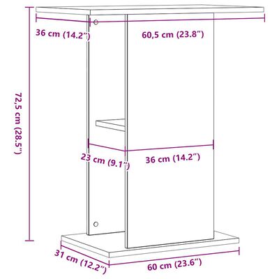 vidaXL Supporto Acquario Rovere Artigianale 36x60,5x72,5cm Truciolato