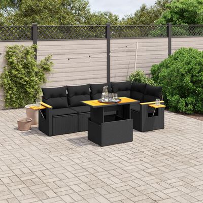 vidaXL Set Divano da Giardino 6 pz con Cuscini Nero in Polyrattan