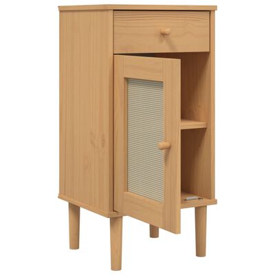 vidaXL Comodino SENJA Aspetto Rattan Marrone 40x35x80 cm in Legno Pino