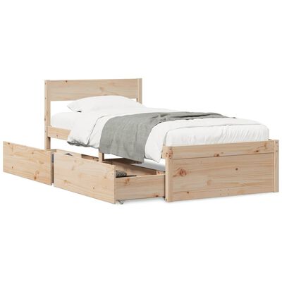 vidaXL Letto senza Materasso 75x190 cm in Legno Massello Pino