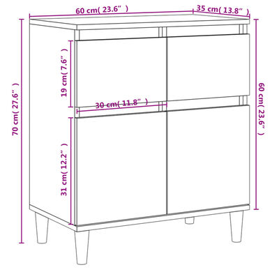 vidaXL Credenza Grigio Sonoma 60x35x70 cm in Legno Multistrato