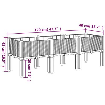 vidaXL Fioriera da Giardino con Gambe Marrone 120x40x42 cm in PP