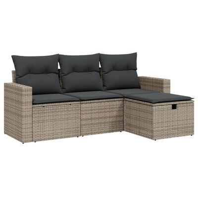 vidaXL Set Divani da Giardino 4 pz con Cuscini in Polyrattan Grigio