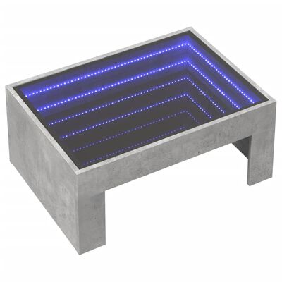 vidaXL Tavolino da Salotto con LED Infinity Grigio Cemento 70x50x30 cm