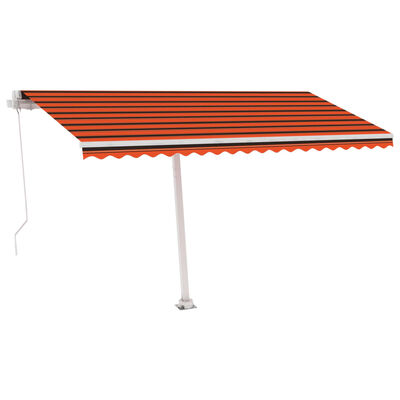 vidaXL Tenda da Sole Retrattile Manuale LED 450x350 cm Arancio Marrone