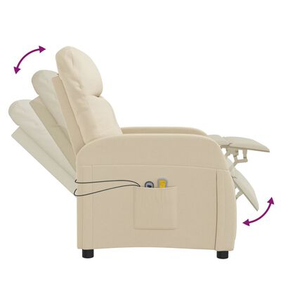 Poltrona massaggiante con reclinazione elettrica comfort tessuto panna  VidaXL - Habitium®