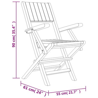 vidaXL Sedie da Giardino Pieghevoli 6pz 55x61x90cm Legno Massello Teak